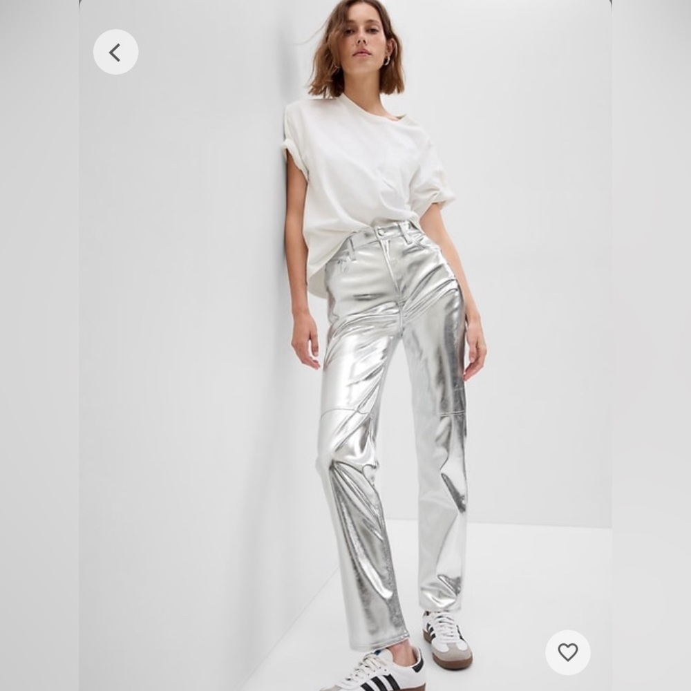Cheeky Straight silver faux leather jeans